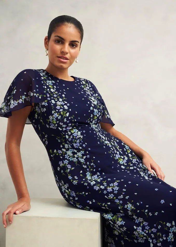 Women Rosella Cape Dress Midnight Multi Hobbs Dresses and Jumpsuits