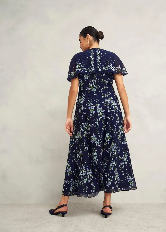 Women Rosella Cape Dress Midnight Multi Hobbs Dresses and Jumpsuits