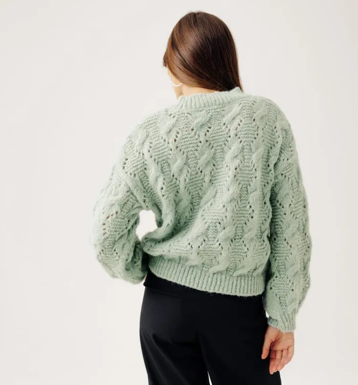 Women RoundNeck CableKnit Jumper 8211 Light Green Promod Jumpers And Cardigans Women RoundNeck CableKnit Jumper 8211 Light Green Promod Jumpers And Cardigans