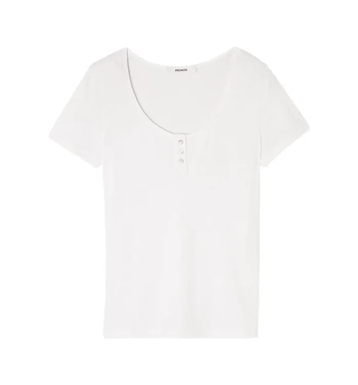 Women Round Neck Rib Top 8211 Ecru Promod Tops Women Round Neck Rib Top 8211 Ecru Promod Tops