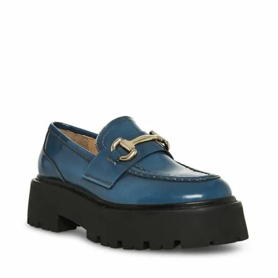 Women ROUX BLUE LEATHER Blue Leather Steve Madden Loafers and Flats Women ROUX BLUE LEATHER Blue Leather Steve Madden Loafers and Flats