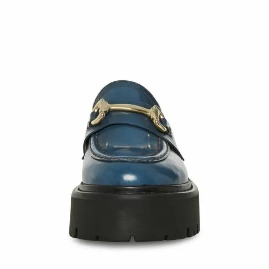 Women ROUX BLUE LEATHER Blue Leather Steve Madden Loafers and Flats Women ROUX BLUE LEATHER Blue Leather Steve Madden Loafers and Flats
