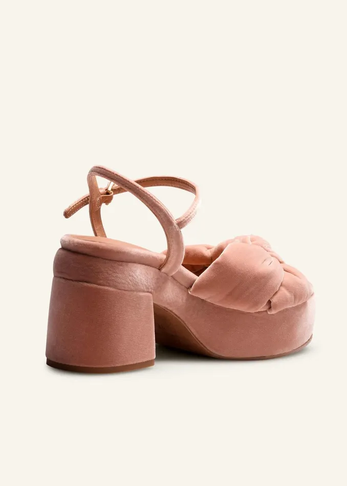 Women Ruched Velvet Knot Platform Blush Velvet MEEM