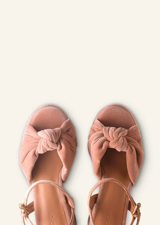 Women Ruched Velvet Knot Platform Blush Velvet MEEM