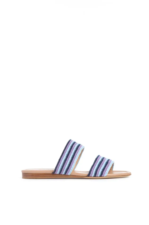 Women Sandals Gabriela Hearst Lora Flat Sandal In Navy Multi Crochet