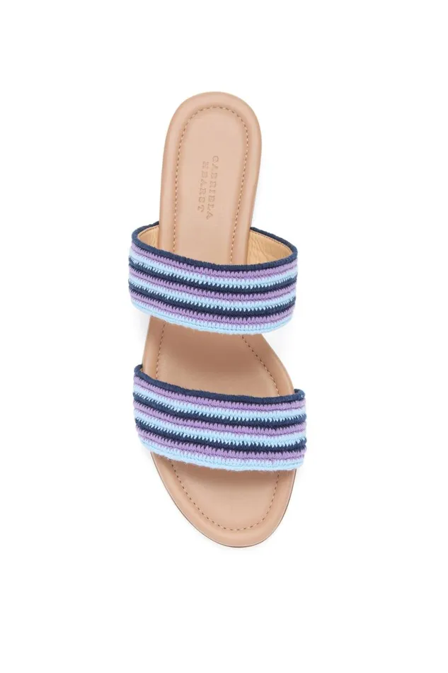 Women Sandals Gabriela Hearst Lora Flat Sandal In Navy Multi Crochet