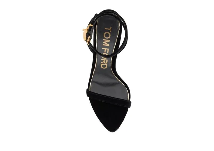Women Sandals Tom Ford Velvet Padlock Pointy Naked Sandal Black Women Sandals Tom Ford Velvet Padlock Pointy Naked Sandal Black