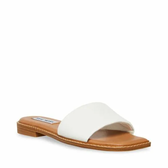 Women SANDRA WHITE LEATHER White Leather Steve Madden Sandals