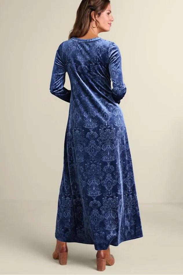 Women Santiago Embossed Velvet Dress Cabernet Soft Surroundings Dresses