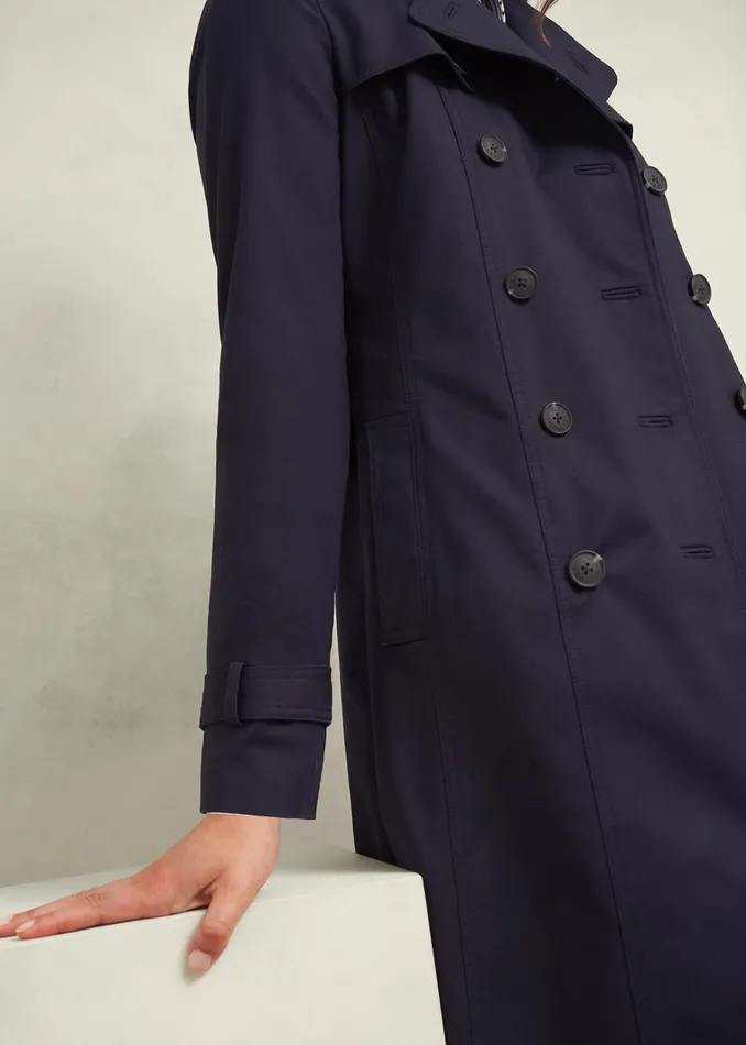 Women Saskia Shower Resistant Trench Coat Navy Hobbs Coats and Jackets