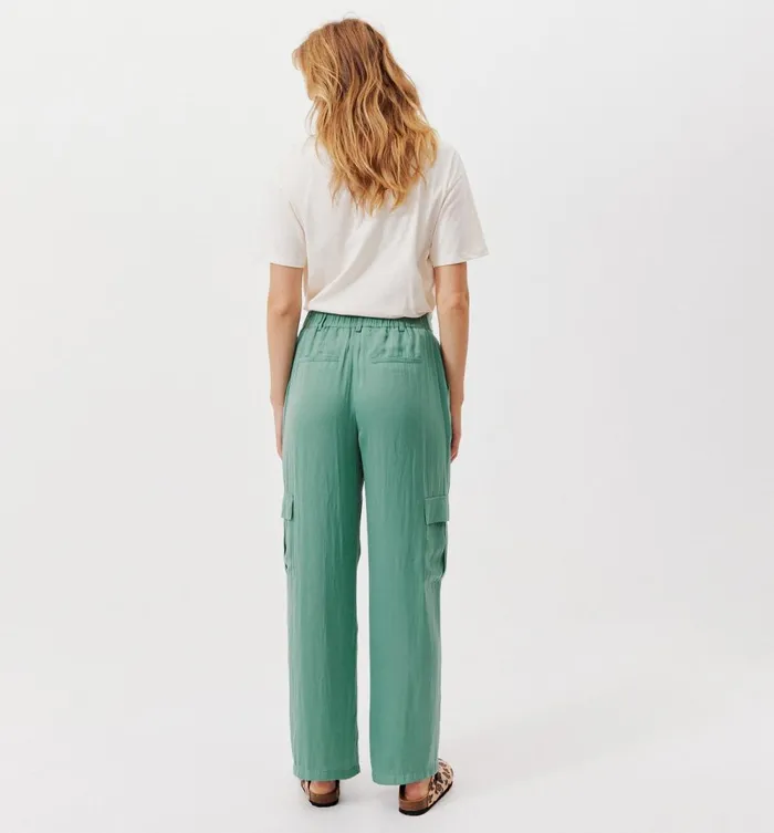 Women Satin Cargo Trousers 8211 Turquoise Promod Trousers Women Satin Cargo Trousers 8211 Turquoise Promod Trousers