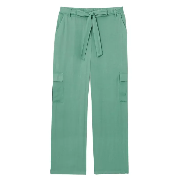 Women Satin Cargo Trousers 8211 Turquoise Promod Trousers Women Satin Cargo Trousers 8211 Turquoise Promod Trousers