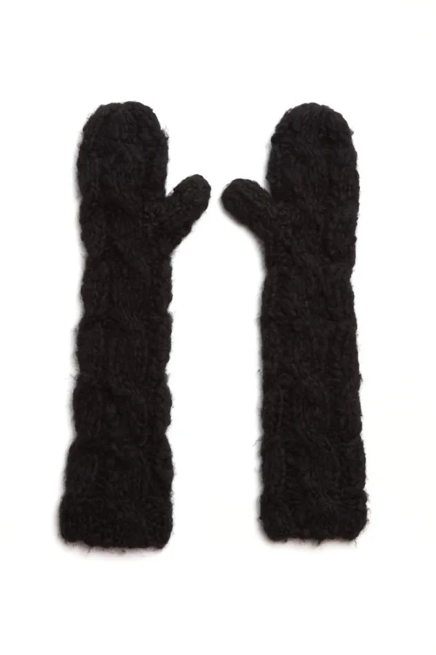 Women Scarves and Gloves Gabriela Hearst Scarlett Knit Mittens In Black Welfat Cashmere