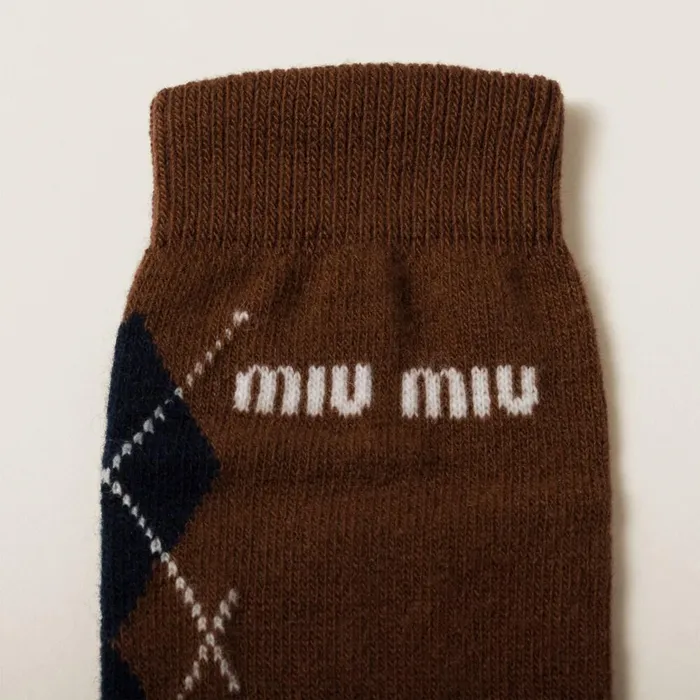 Women Scarves And Socks Miu Miu Wool And Cashmere Socks Tobacco Women Scarves And Socks Miu Miu Wool And Cashmere Socks Tobacco