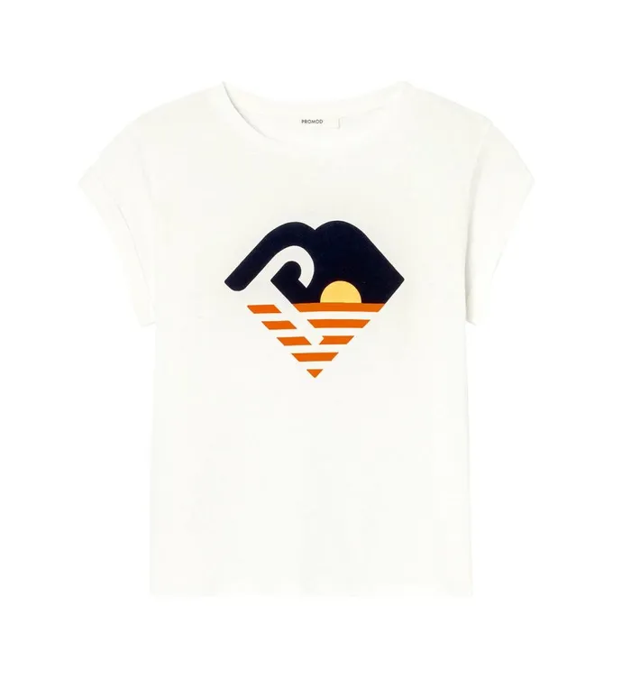 Women Sequinned TShirt 8211 Ecru Promod Tops Women Sequinned TShirt 8211 Ecru Promod Tops