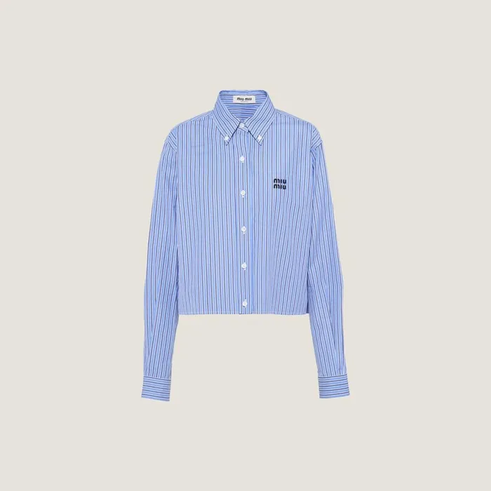 Women Shirts And Tops Miu Miu Poplin Shirt Sapphire Blue