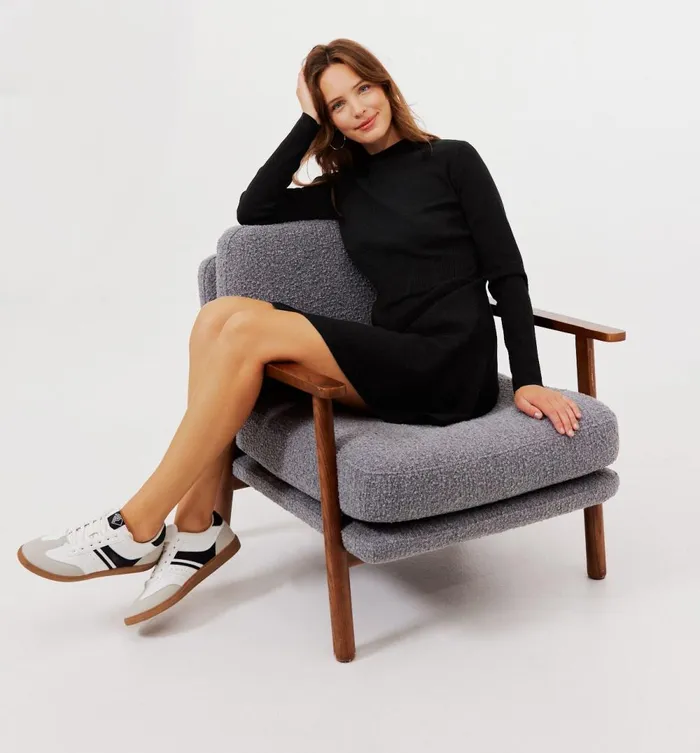 Women Short Knitted Dress 8211 Black Promod Dresses