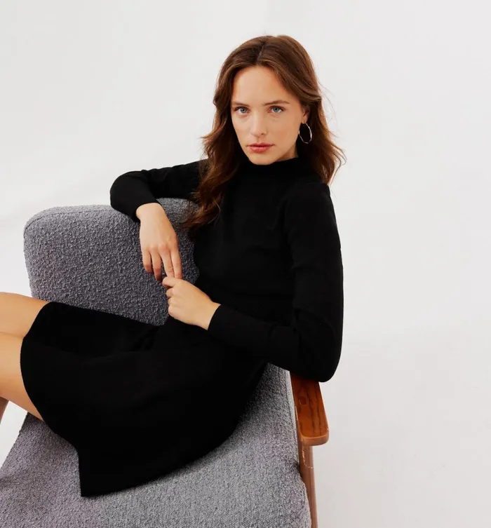 Women Short Knitted Dress 8211 Black Promod Dresses Women Short Knitted Dress 8211 Black Promod Dresses