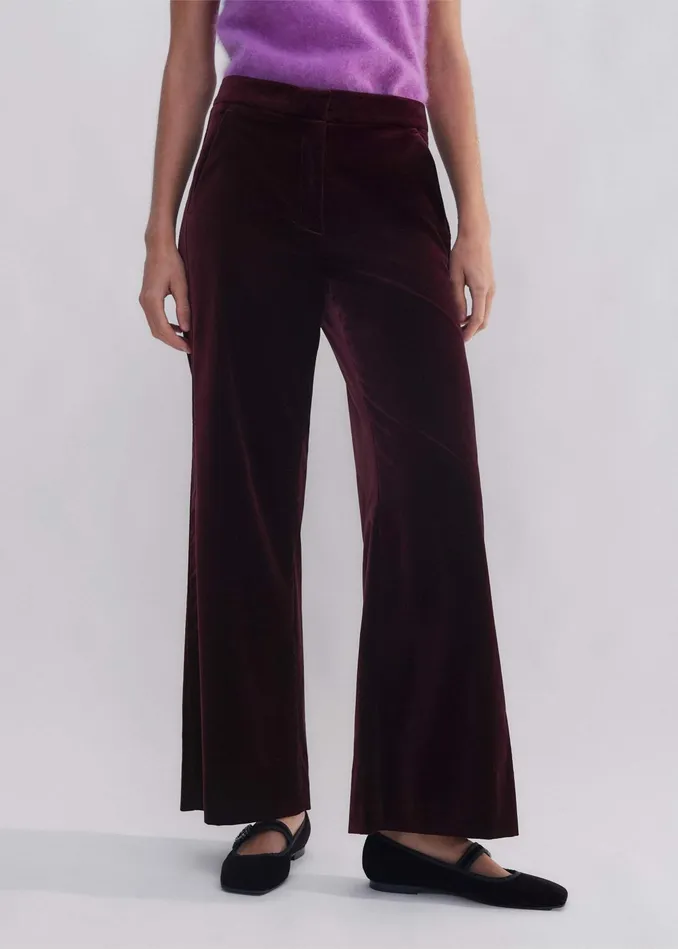 Women ShortLength Velvet Man Pant Deep Merlot MEEM