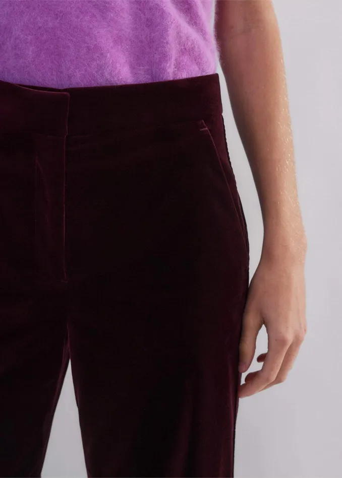 Women ShortLength Velvet Man Pant Deep Merlot MEEM