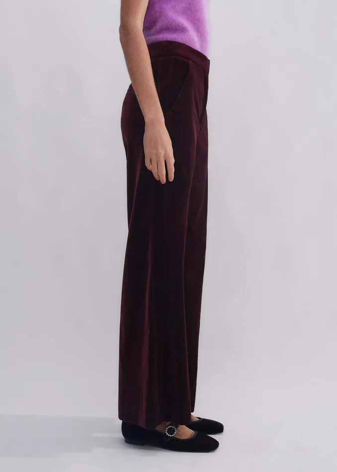 Women ShortLength Velvet Man Pant Deep Merlot MEEM