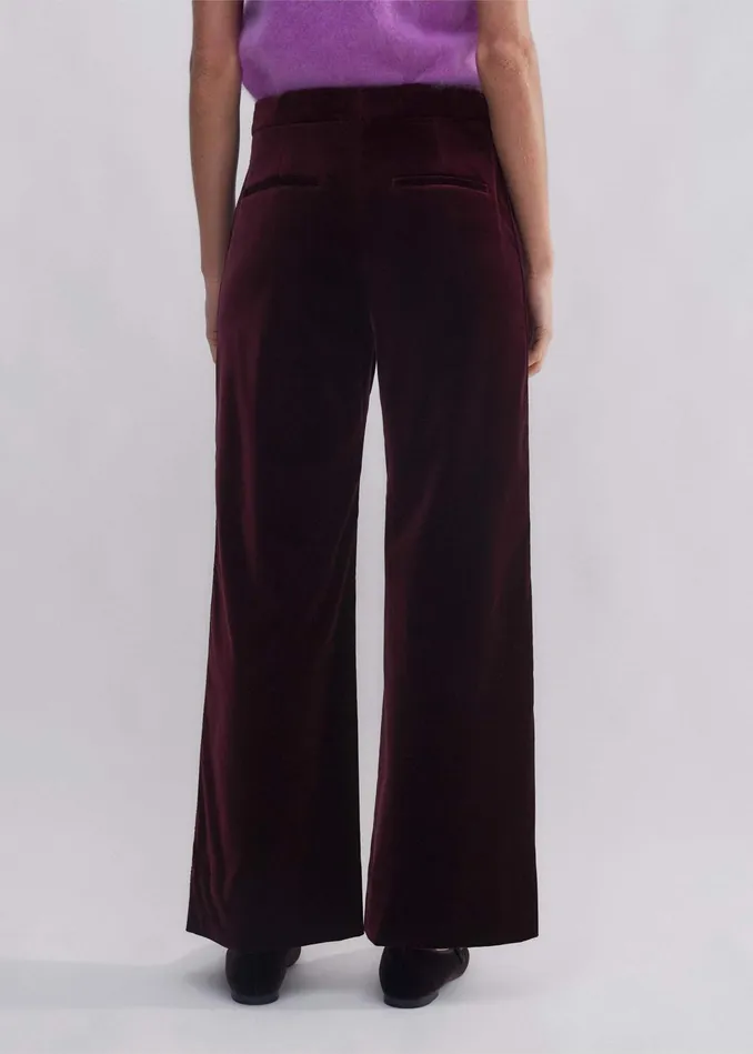 Women ShortLength Velvet Man Pant Deep Merlot MEEM