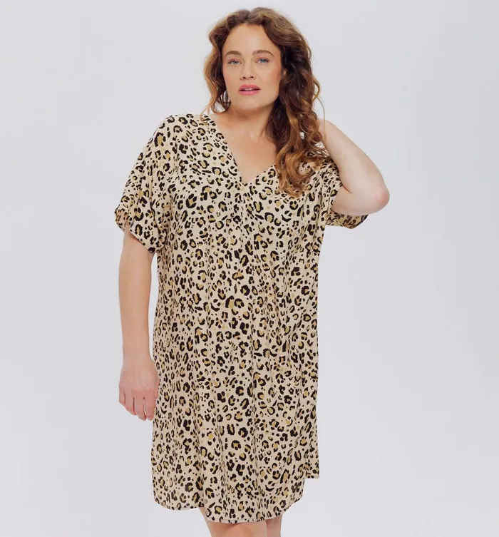 Women Short Patterned Dress 8211 Ecru Print Promod Dresses