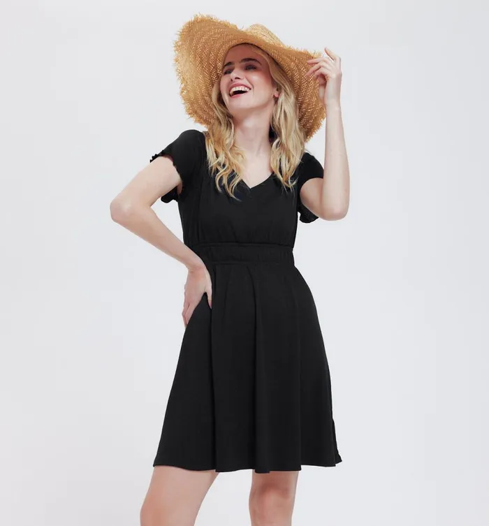 Women ShortSleeved Dress 8211 Black Promod Dresses