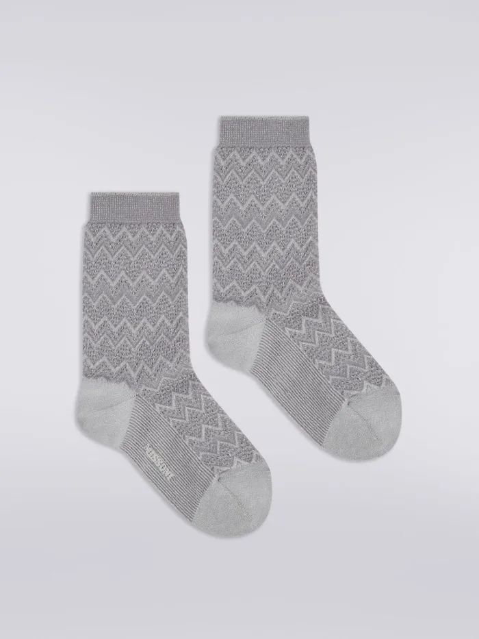 Women Short Zigzag Viscose And Nylon Socks Multicoloured Missoni Socks