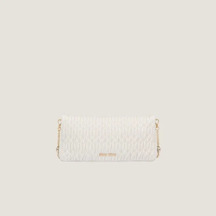 Women Shoulder Bags Miu Miu Miu Miu Iconic Crystal Cloqu Nappa Leather Bag White Women Shoulder Bags Miu Miu Miu Miu Iconic Crystal Cloqu Nappa Leather Bag White