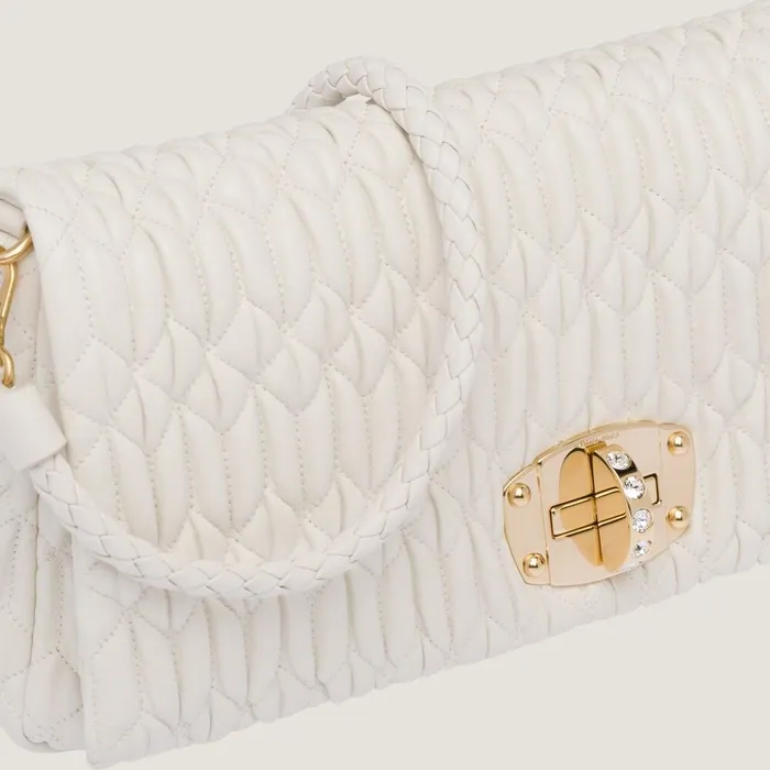 Women Shoulder Bags Miu Miu Miu Miu Iconic Crystal Cloqu Nappa Leather Bag White Women Shoulder Bags Miu Miu Miu Miu Iconic Crystal Cloqu Nappa Leather Bag White
