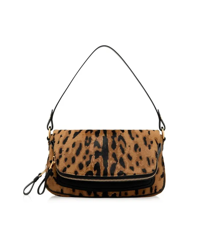 Women Shoulder Bags Tom Ford Calf Hair Jennifer Shoulder Bag Blackbeige Black