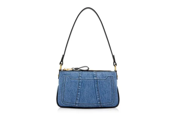 Women Shoulder Bags Tom Ford Denim Jennifer Mini Bag Washed Blue Black