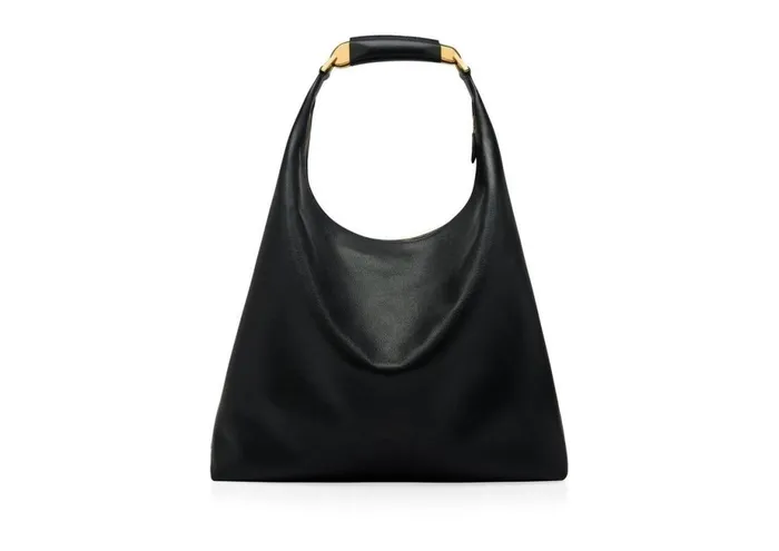 Women Shoulder Bags Tom Ford Grain Leather Bianca Large Hobo Black Women Shoulder Bags Tom Ford Grain Leather Bianca Large Hobo Black