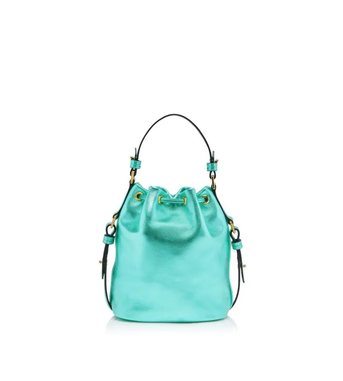 Women Shoulder Bags Tom Ford Laminated Leather Disco Small Bucket On Chain Lagoon Women Shoulder Bags Tom Ford Laminated Leather Disco Small Bucket On Chain Lagoon