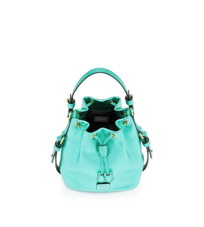 Women Shoulder Bags Tom Ford Laminated Leather Disco Small Bucket On Chain Lagoon Women Shoulder Bags Tom Ford Laminated Leather Disco Small Bucket On Chain Lagoon