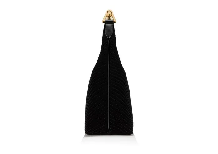 Women Shoulder Bags Tom Ford Quilted Velvet Bianca Large Hobo Black Women Shoulder Bags Tom Ford Quilted Velvet Bianca Large Hobo Black