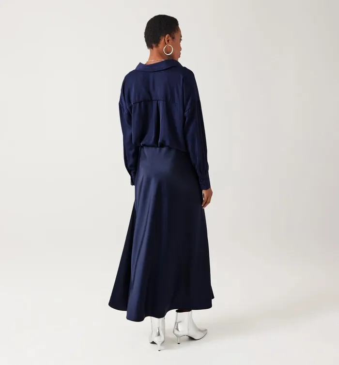 Women Silky Shirt 8211 Navy Blue Promod Shirts And Tunics Women Silky Shirt 8211 Navy Blue Promod Shirts And Tunics