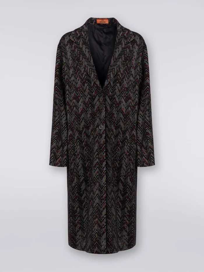 Women SingleBreasted Coat In Zigzag Wool Blend Multicoloured Missoni Coats and Jackets