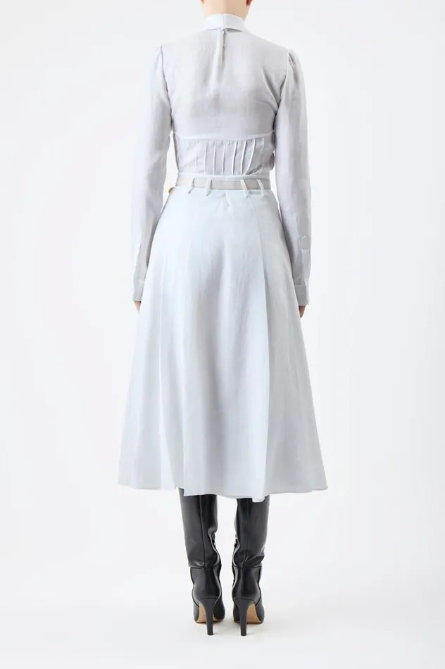 Women Skirts Gabriela Hearst Dugald Pleated Skirt In White Aloe Linen