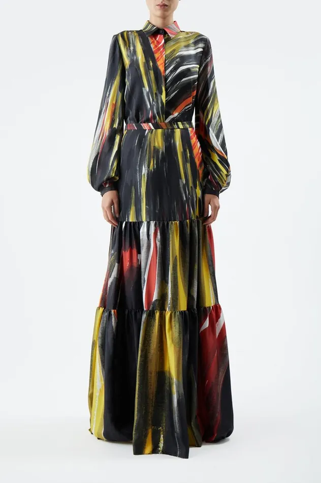 Women Skirts Gabriela Hearst Morse Skirt In Multi Printed Silk