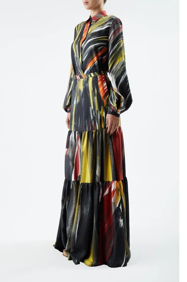 Women Skirts Gabriela Hearst Morse Skirt In Multi Printed Silk