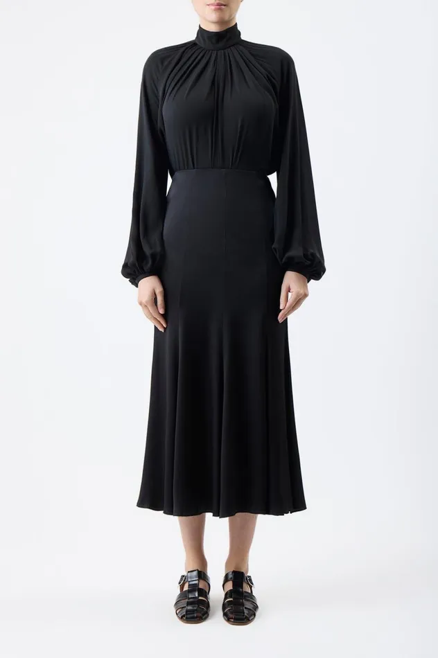 Women Skirts Gabriela Hearst Ricky Skirt In Black Silk Satin