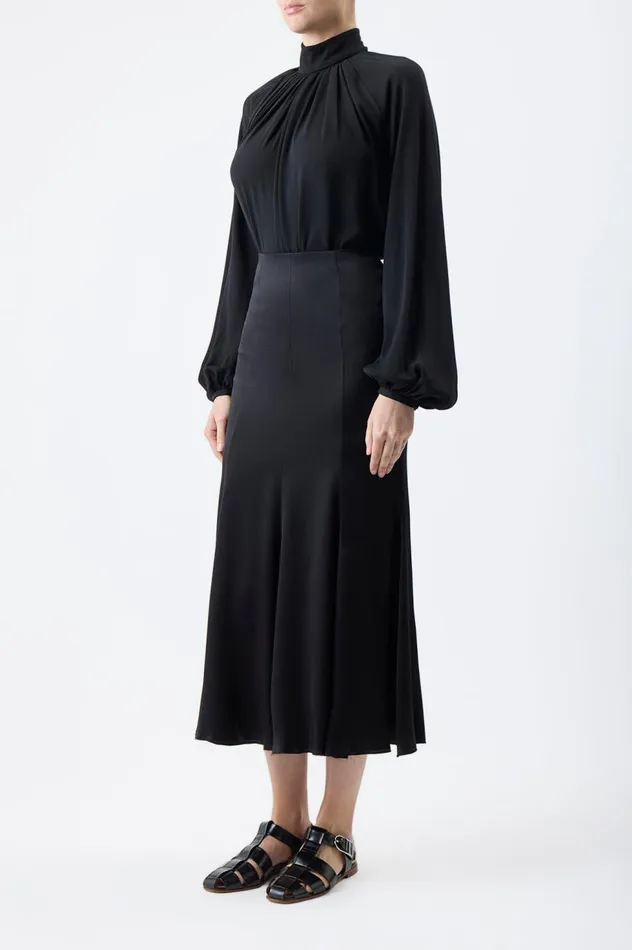 Women Skirts Gabriela Hearst Ricky Skirt In Black Silk Satin