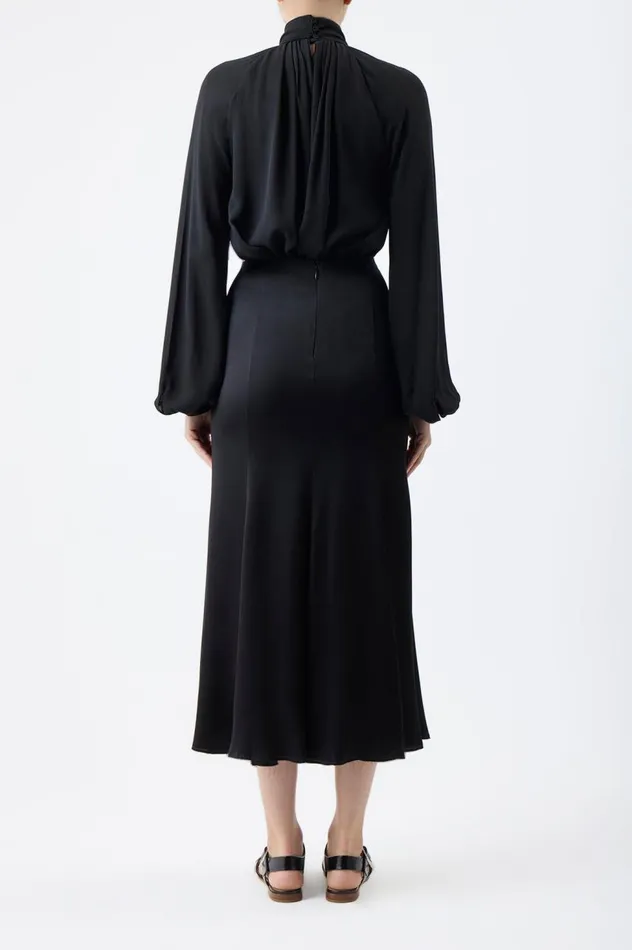 Women Skirts Gabriela Hearst Ricky Skirt In Black Silk Satin