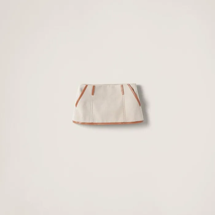 Women Skirts Miu Miu Canvas Miniskirt Beigecognac