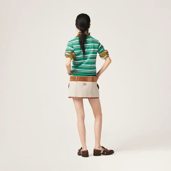 Women Skirts Miu Miu Canvas Miniskirt Beigecognac Women Skirts Miu Miu Canvas Miniskirt Beigecognac