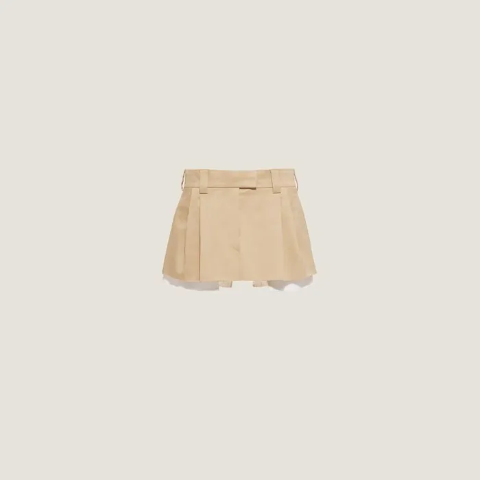 Women Skirts Miu Miu Chino Miniskirt With Embroidered Logo Cord