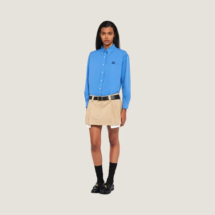 Women Skirts Miu Miu Chino Miniskirt With Embroidered Logo Cord Women Skirts Miu Miu Chino Miniskirt With Embroidered Logo Cord