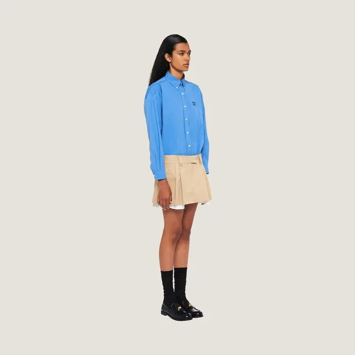 Women Skirts Miu Miu Chino Miniskirt With Embroidered Logo Cord Women Skirts Miu Miu Chino Miniskirt With Embroidered Logo Cord